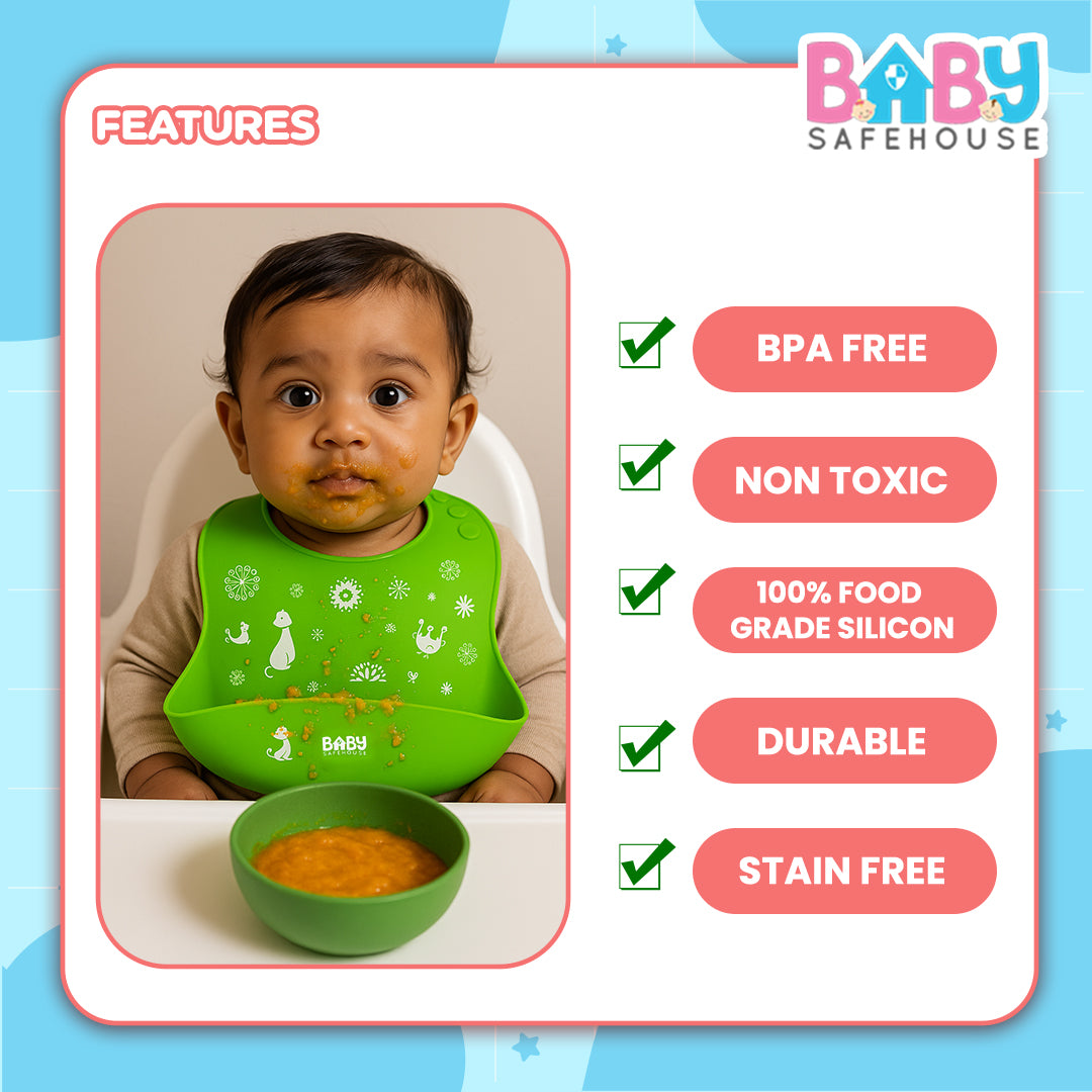 Waterproof Silicon Feeding Bib For Infants & Toddlers
