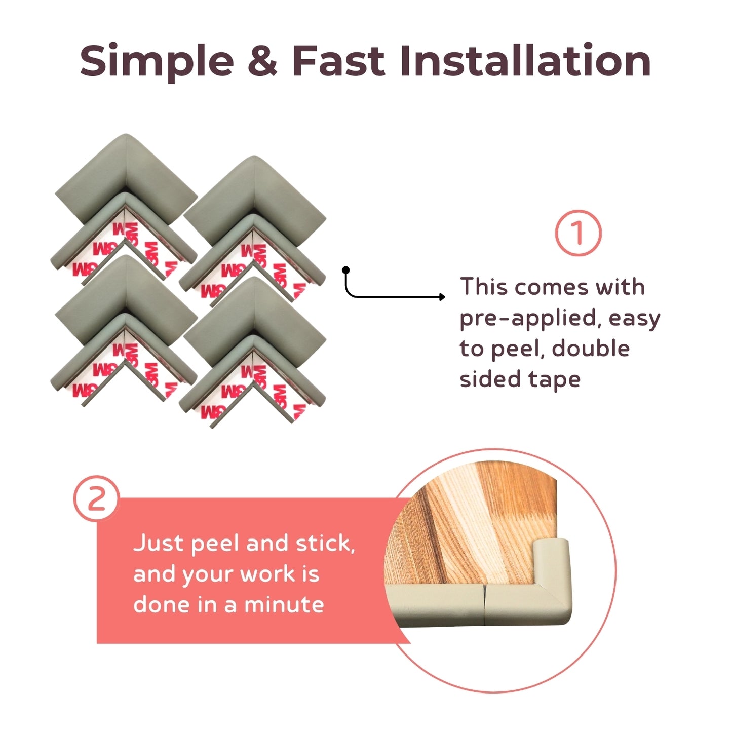 Edge Guard & Corner Protector Combo for Baby Safety, India’s First Pre-Taped Design & Easy Installation