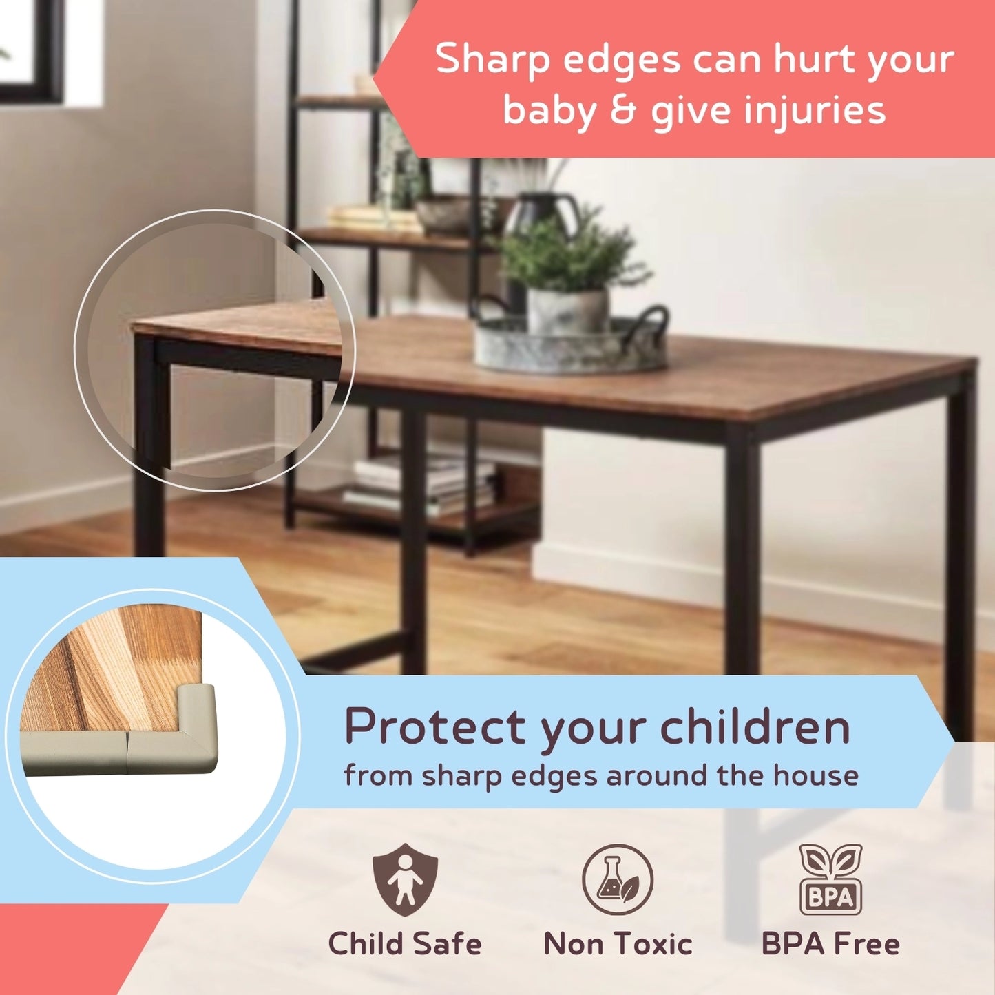 Edge Guard & Corner Protector Combo for Baby Safety, India’s First Pre-Taped Design & Easy Installation