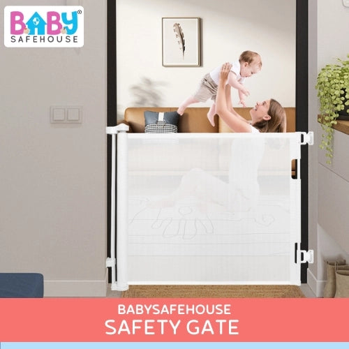 Retractable Safety Gate for Baby and Pet Safety, Space-Saving Mesh & Easy to Install