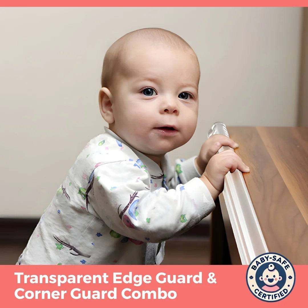BabySafeHouse Clear Edge & Corner Guards for Glass Furniture Protection – Transparent, Soft Silicone & Pre-Taped for Easy Installation