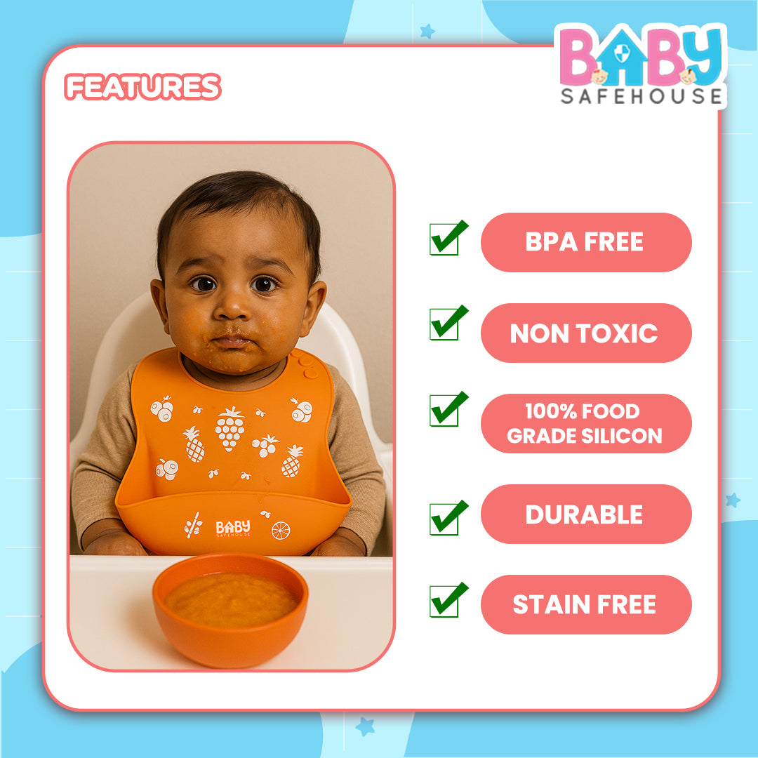 Waterproof Silicon Feeding Bib For Infants & Toddlers