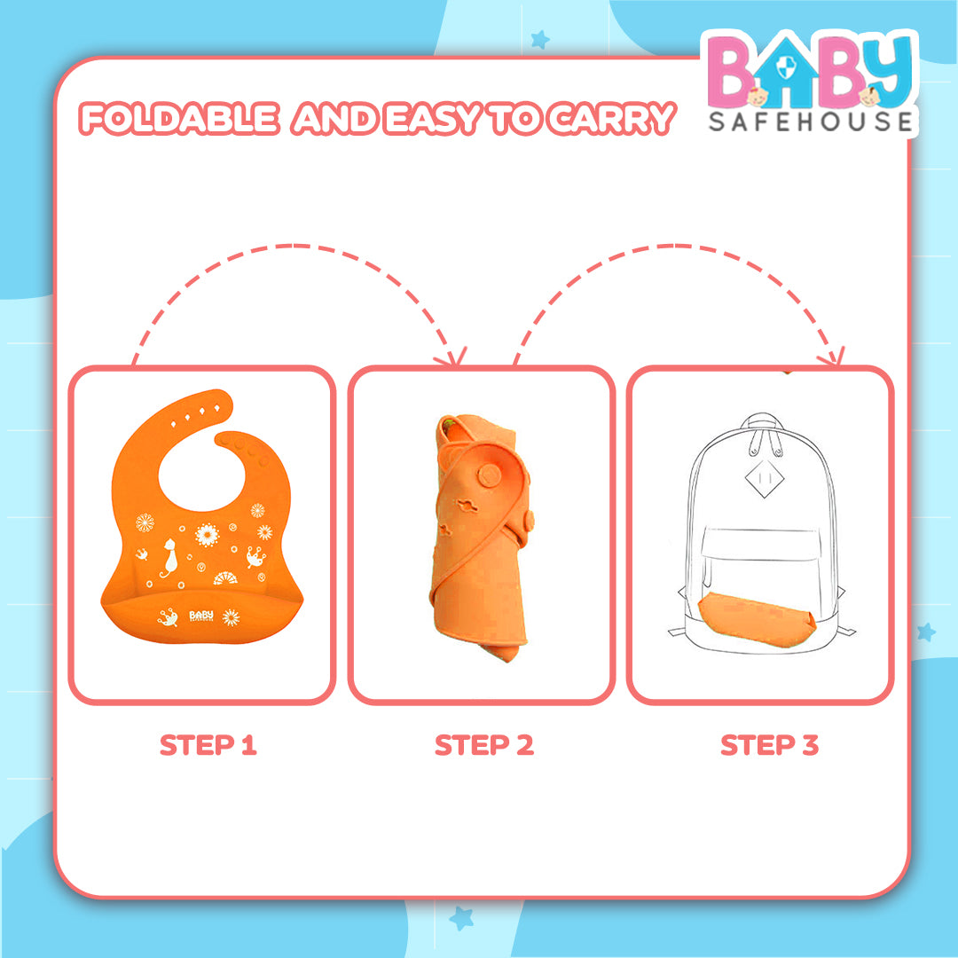 Waterproof Silicon Feeding Bib For Infants & Toddlers