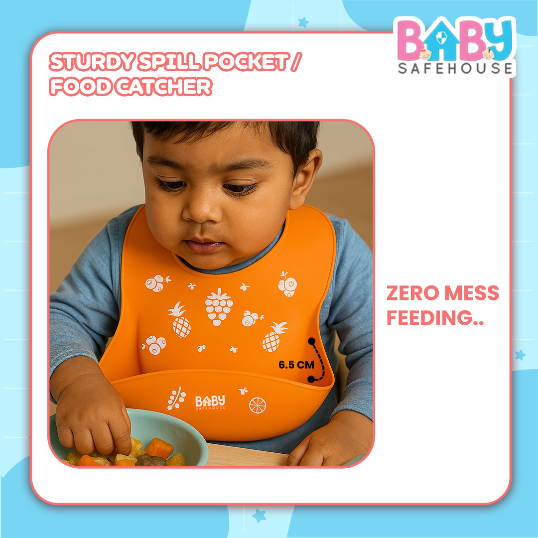 Waterproof Silicon Feeding Bib For Infants & Toddlers
