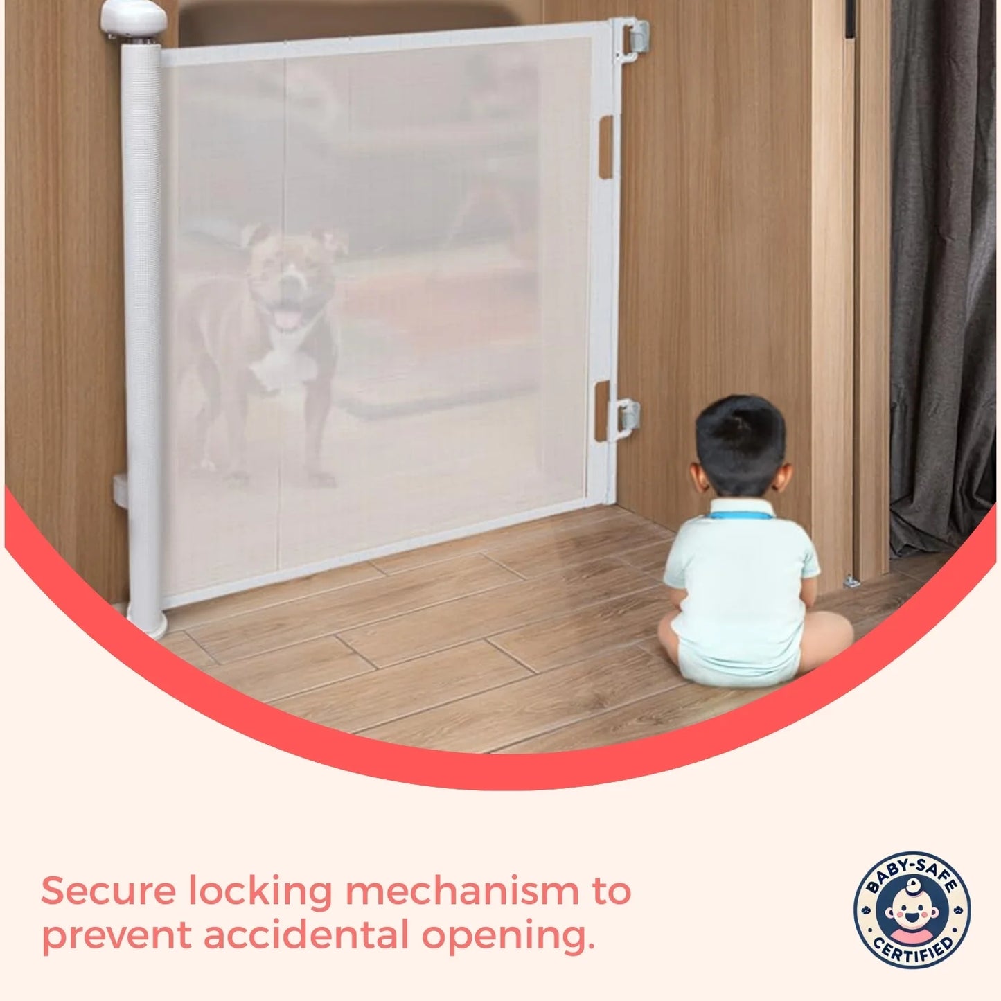 Retractable Safety Gate for Baby and Pet Safety (Drilling Required)