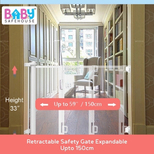 Retractable Safety Gate for Baby and Pet Safety, Space-Saving Mesh & Easy to Install