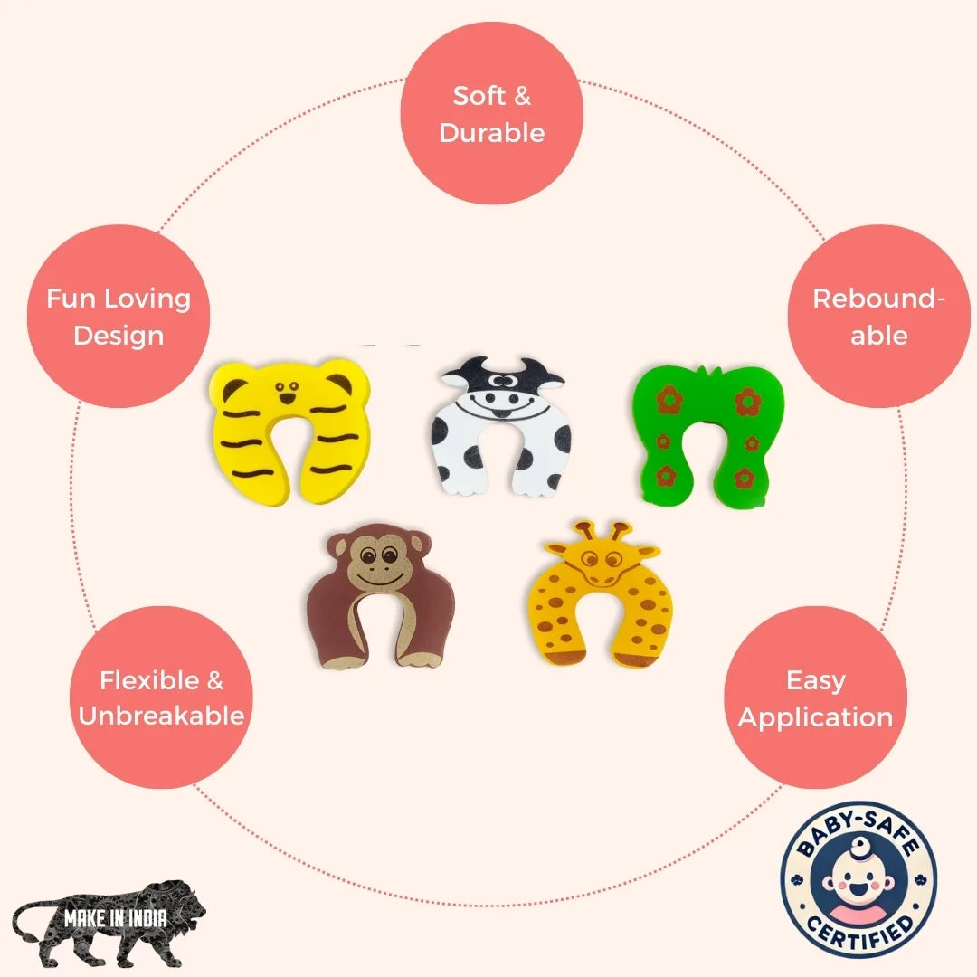 BabySafeHouse Baby Safety Door Guard - Animal Shape, Prevents Finger Pinching & Accidental Lock-Ins