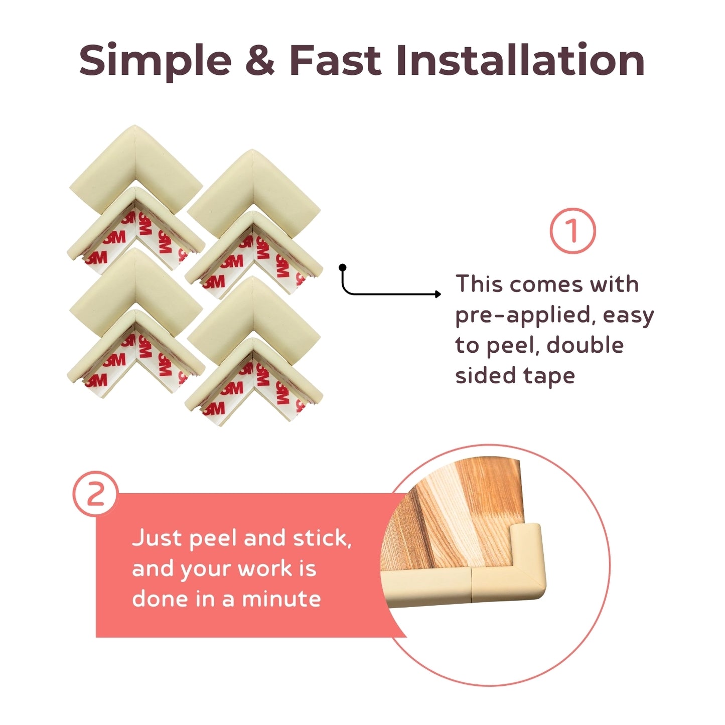 Edge Guard & Corner Protector Combo for Baby Safety, India’s First Pre-Taped Design & Easy Installation