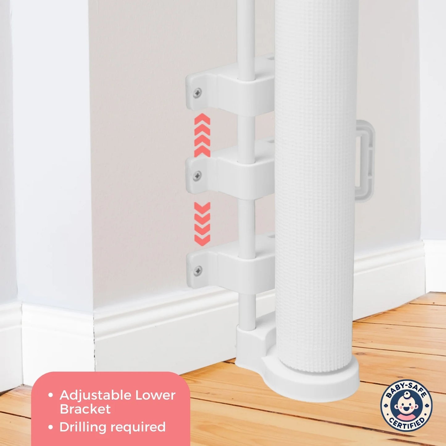 Retractable Safety Gate for Baby and Pet Safety (Drilling Required)