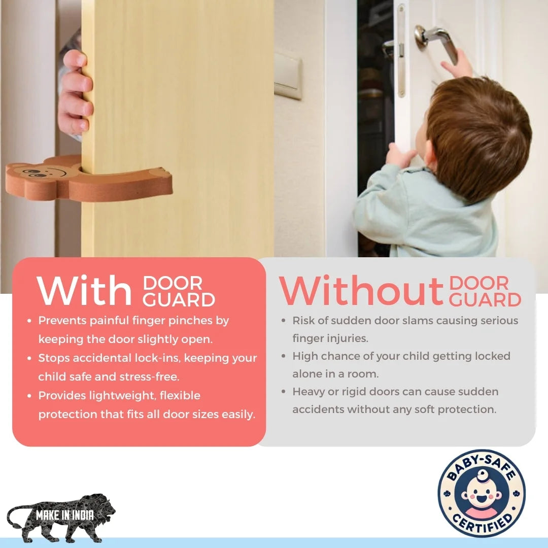 BabySafeHouse Baby Safety Door Guard - Animal Shape, Prevents Finger Pinching & Accidental Lock-Ins