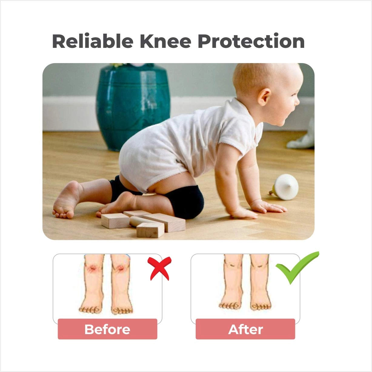 Knee Pads for Crawling Babies, Comfortable & Adjustable Fit with Breathable Padding