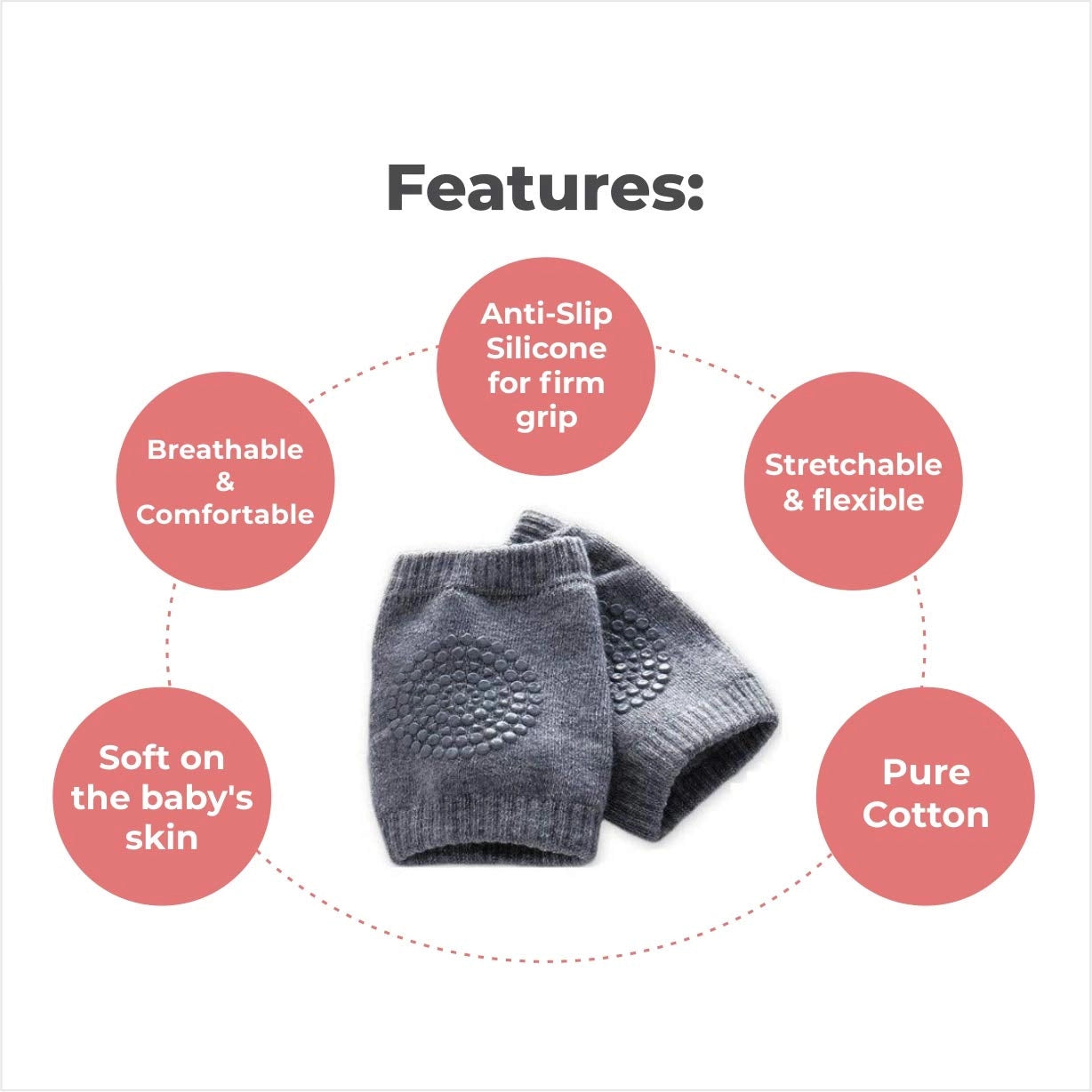 Knee Pads for Crawling Babies, Comfortable & Adjustable Fit with Breathable Padding