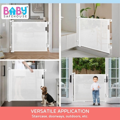 Retractable Safety Gate for Baby and Pet Safety, Space-Saving Mesh & Easy to Install