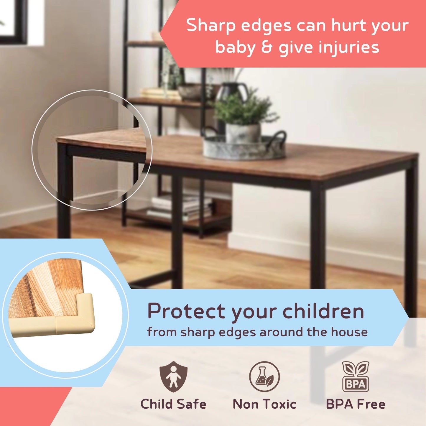 Edge Guard & Corner Protector Combo for Baby Safety, India’s First Pre-Taped Design & Easy Installation