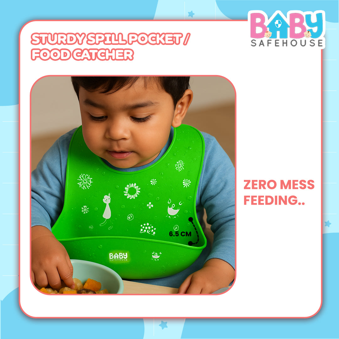 Waterproof Silicon Feeding Bib For Infants & Toddlers