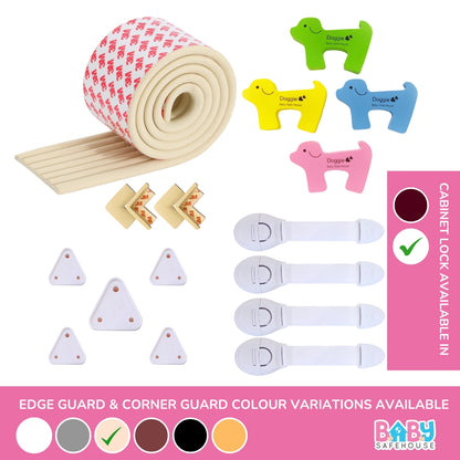 All-in-One Baby Proofing Kit – Edge & Corner Guards + Socket Covers + Door Guards + Cabinet Locks
