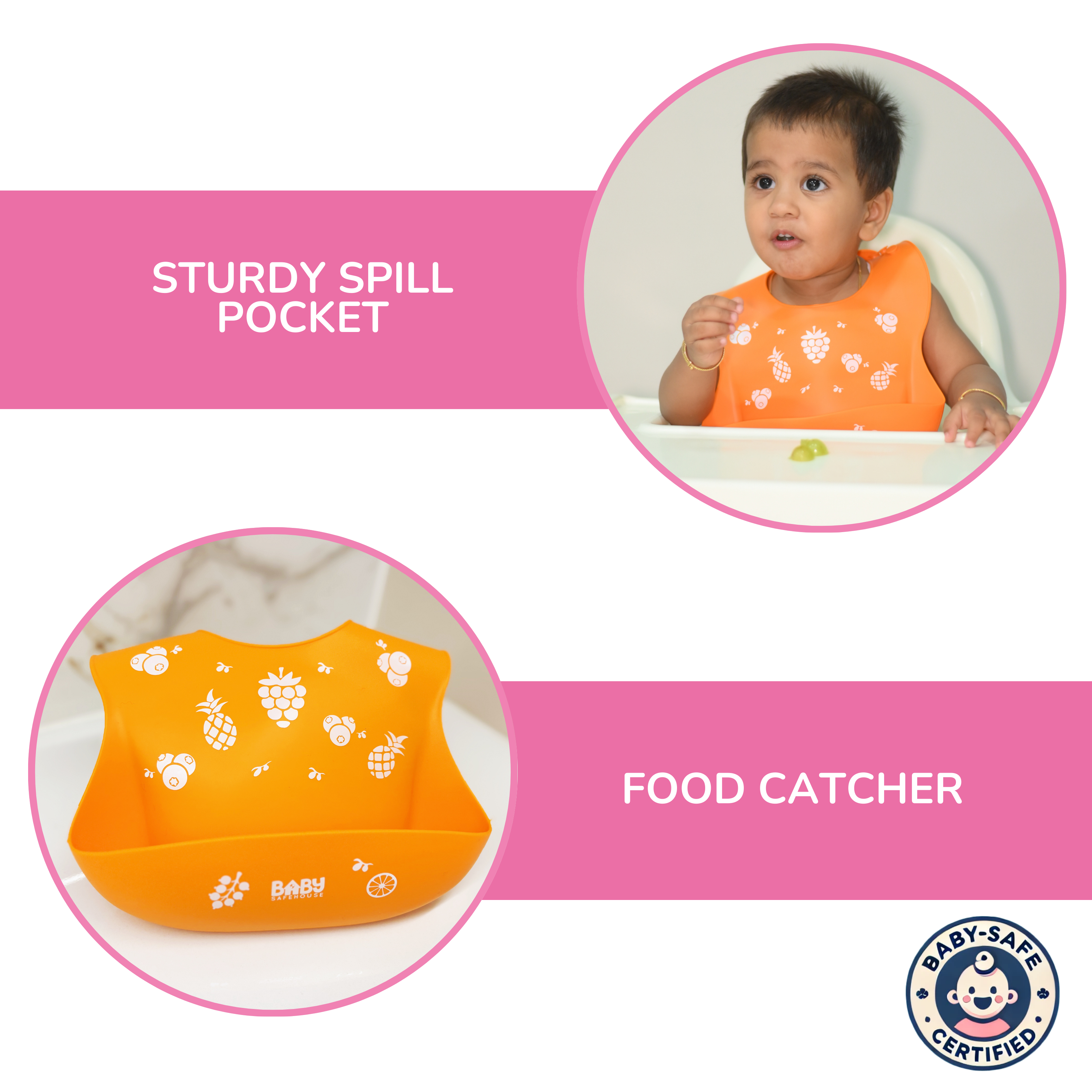 Waterproof Silicon Feeding Bib For Infants & Toddlers