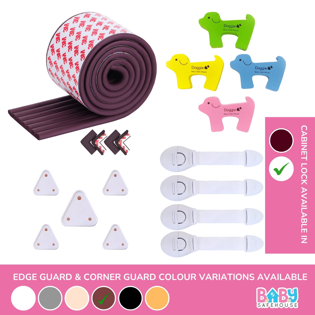 All-in-One Baby Proofing Kit – Edge & Corner Guards + Socket Covers + Door Guards + Cabinet Locks