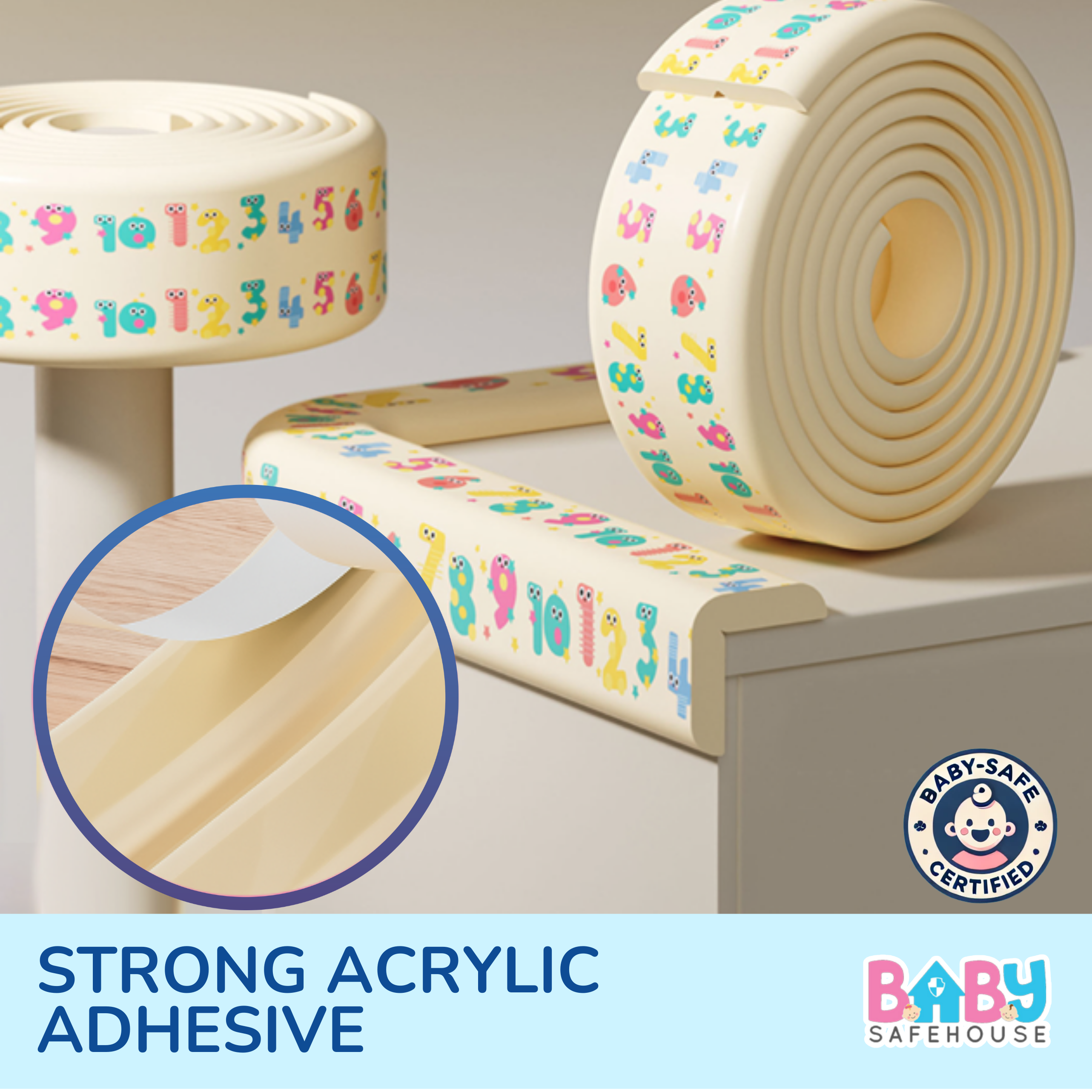 Multifunction Baby Safety Edge Guard - Bear Print / Number print