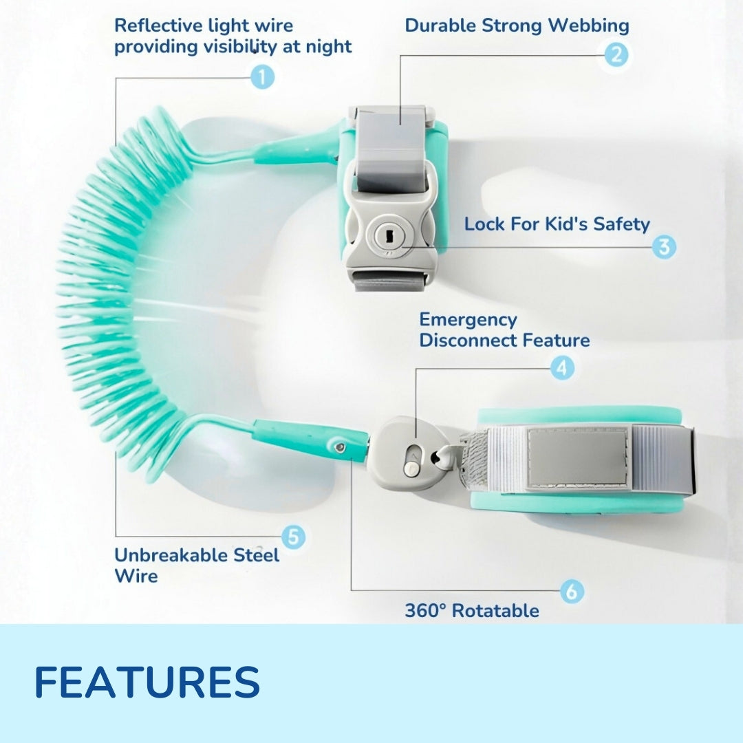 Anti-Lost Safety Wrist Link for Child Protection (Green Color / Pink Color)