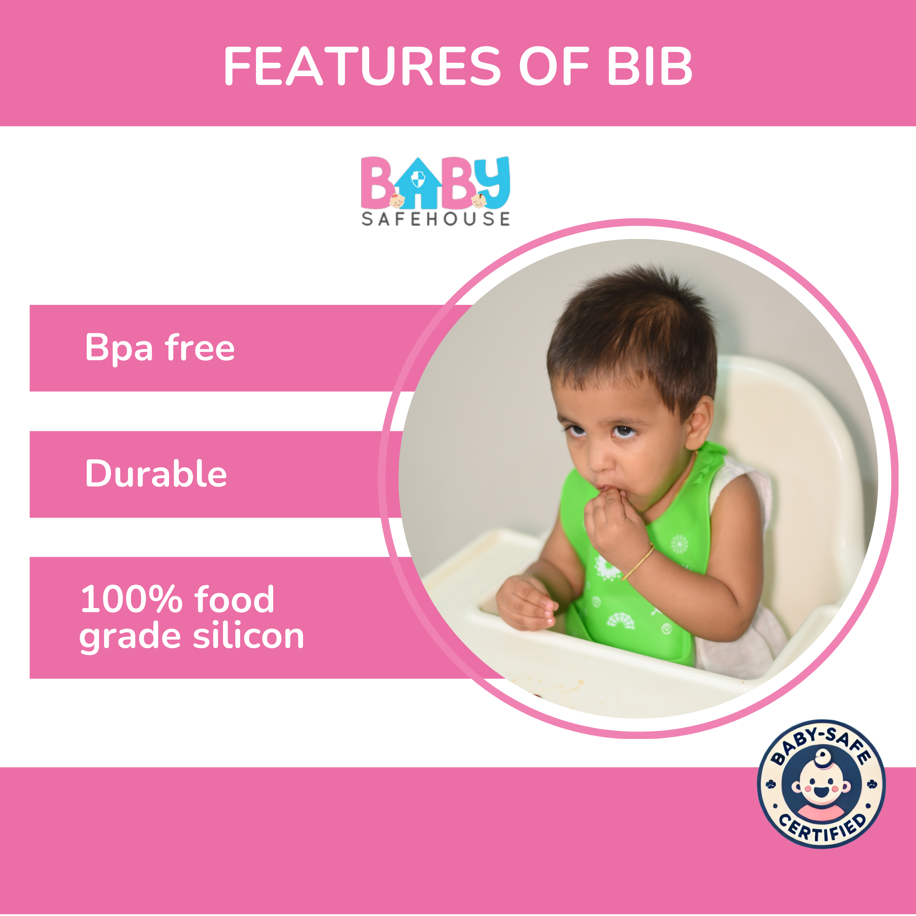 Waterproof Silicon Feeding Bib For Infants & Toddlers