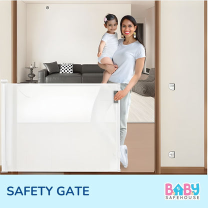 Baby Safety Gates | Retractable Safety Gate for Pet & Baby Protection (Drilling Required)