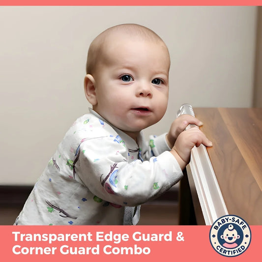 BabySafeHouse Clear Edge & Corner Guards for Glass Furniture Protection – Transparent, Soft Silicone & Pre-Taped for Easy Installation