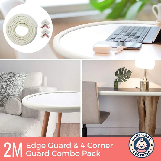 BabySafeHouse Edge Guard & Corner Protector Combo, Safe & Stylish Protection for Furniture