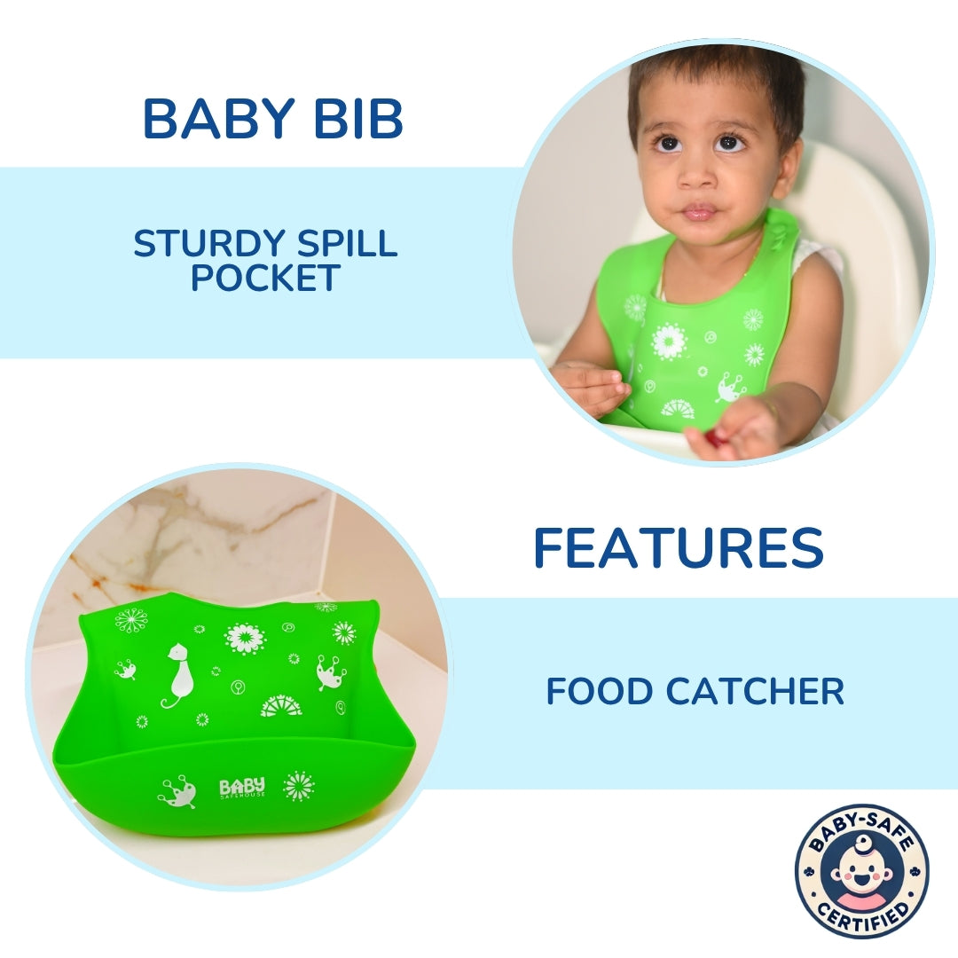 Waterproof Silicon Feeding Bib For Infants & Toddlers