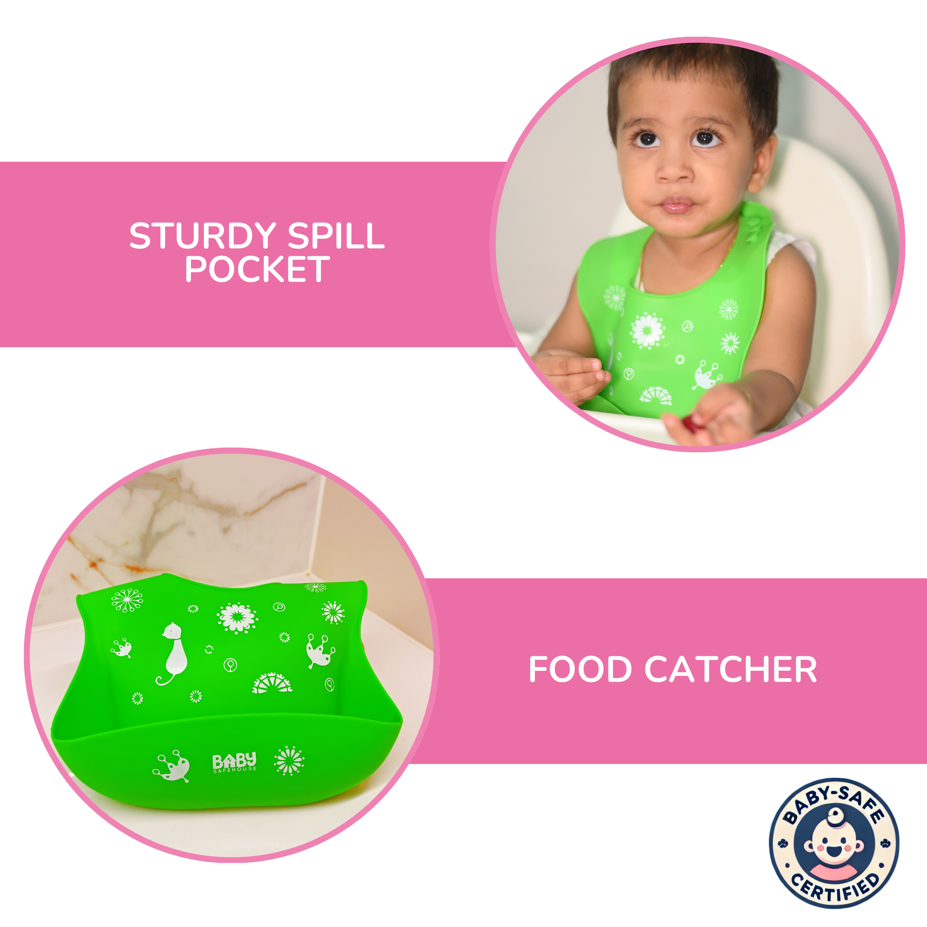 Waterproof Silicon Feeding Bib For Infants & Toddlers