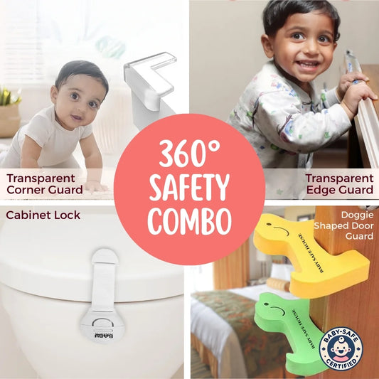 BabySafeHouse 360° Baby Safety Combo for Home Protection – Complete Childproofing Kit with Edge Guards, Locks, Socket Covers & Door Guards