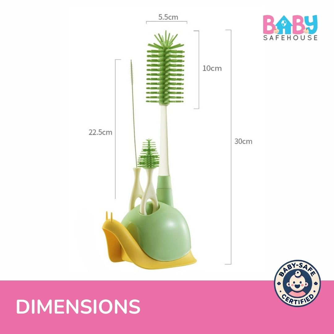 Silicone Bottle Cleaning Brush Set with Stand – Bottle Cleaner & Washing Brush for Baby Bottles (Green Color)