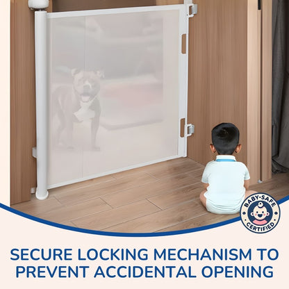 Baby Safety Gates | Retractable Safety Gate for Pet & Baby Protection (Drilling Required)