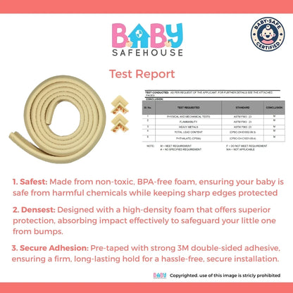 BabySafeHouse Pre-Taped Furniture Edge Guard and Corner Protector - 6.5ft Edge + 4 Corner Guards (Light Brown Color) for Baby Proofing & Child Safety | Mini Shield Combo