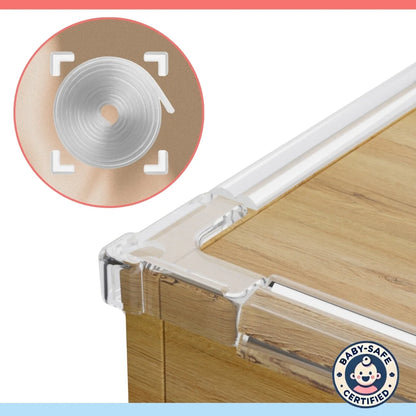 BabySafeHouse Clear Edge & Corner Guards for Glass Furniture Protection – Transparent, Soft Silicone & Pre-Taped for Easy Installation