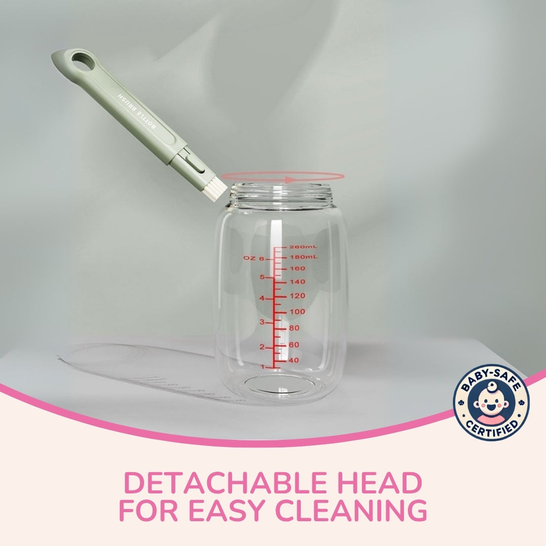 Silicone Bottle Cleaning Brush Set with Stand – Bottle Cleaner & Washing Brush for Baby Bottles (Green Color)