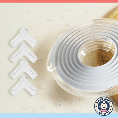 BabySafeHouse Clear Edge & Corner Guards for Glass Furniture Protection – Transparent, Soft Silicone & Pre-Taped for Easy Installation
