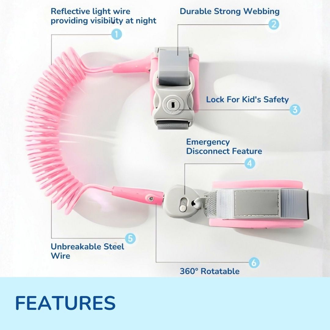 Anti-Lost Safety Wrist Link for Child Protection (Green Color / Pink Color)
