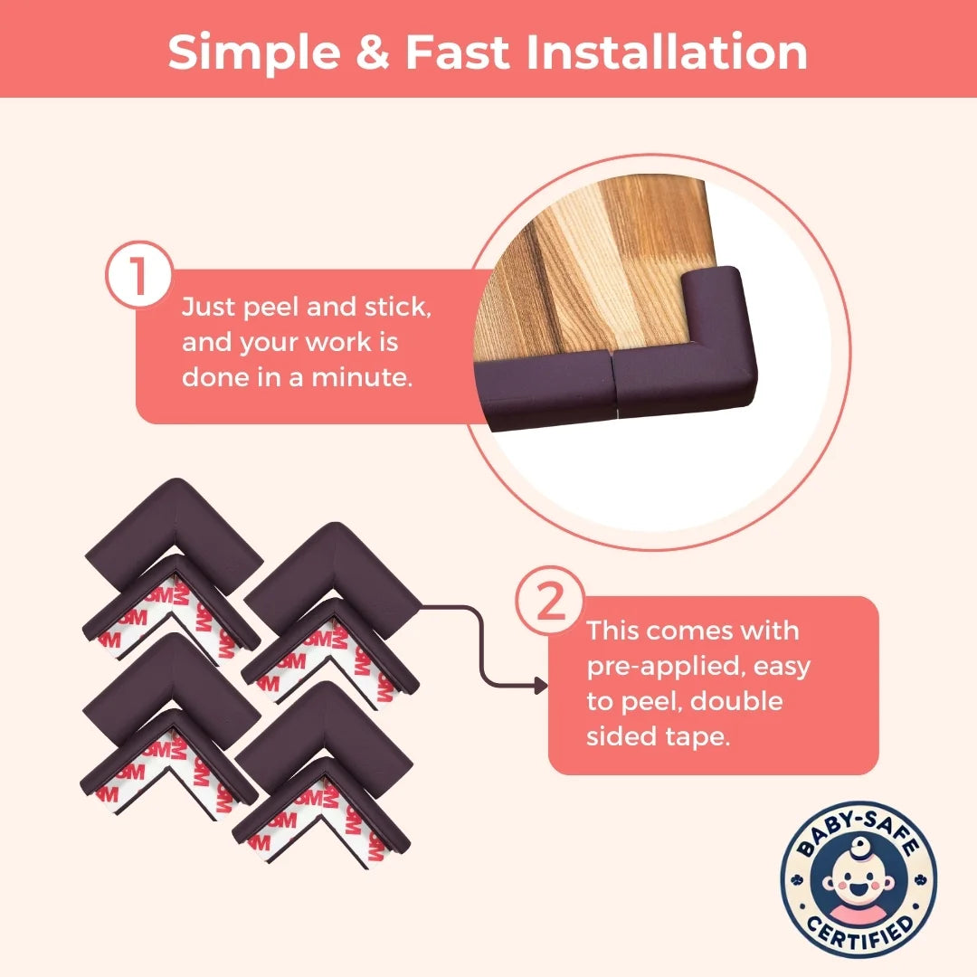 BabySafeHouse Edge Guard & Corner Protector Combo for Baby Safety, India’s First Pre-Taped Design & Easy Installation