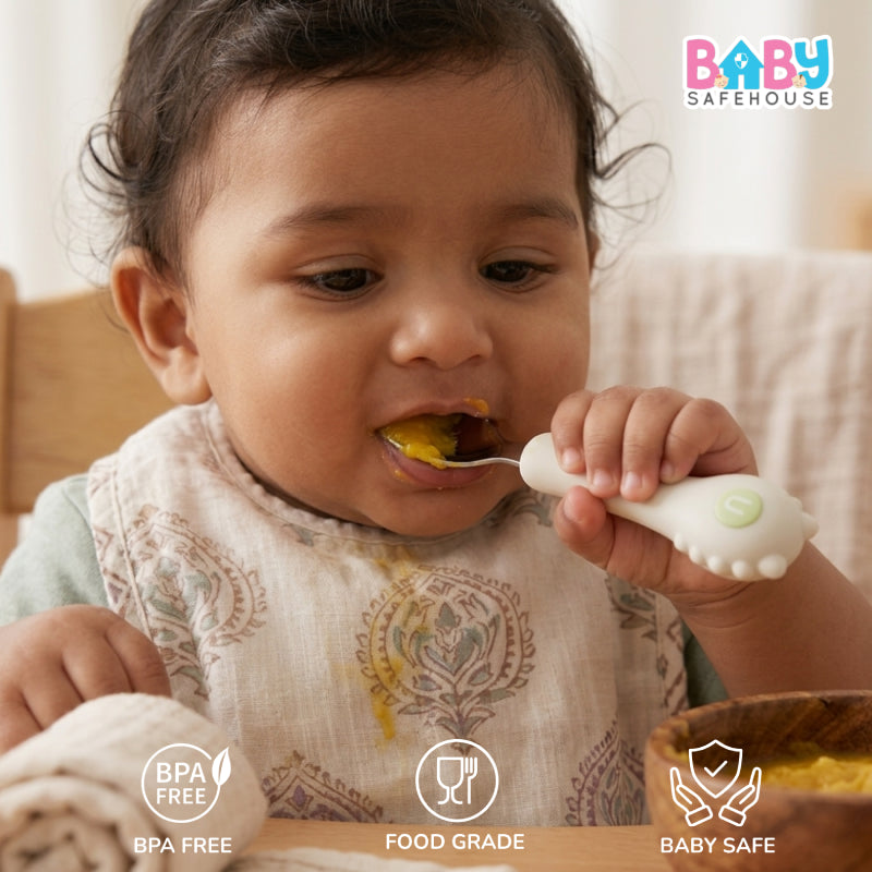 Baby Spoon & Fork Set, Stainless Steel Self-Feeding Cutlery for Toddlers (Big Size)