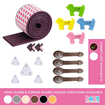 All-in-One Baby Proofing Kit – Edge & Corner Guards + Socket Covers + Door Guards + Cabinet Locks