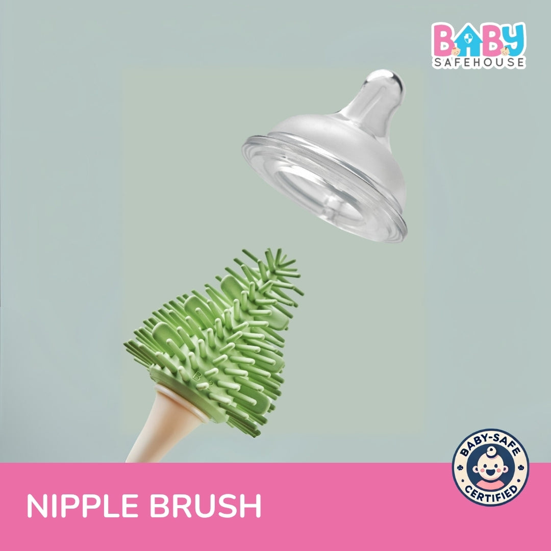 Silicone Bottle Cleaning Brush Set with Stand – Bottle Cleaner & Washing Brush for Baby Bottles (Green Color)