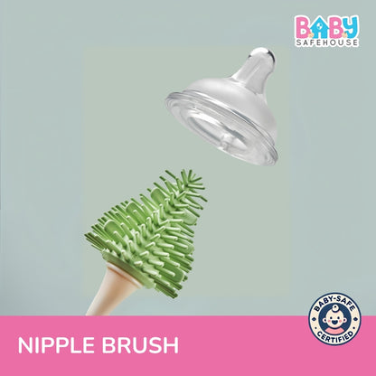 Silicone Bottle Cleaning Brush Set with Stand – Bottle Cleaner & Washing Brush for Baby Bottles (Green Color)