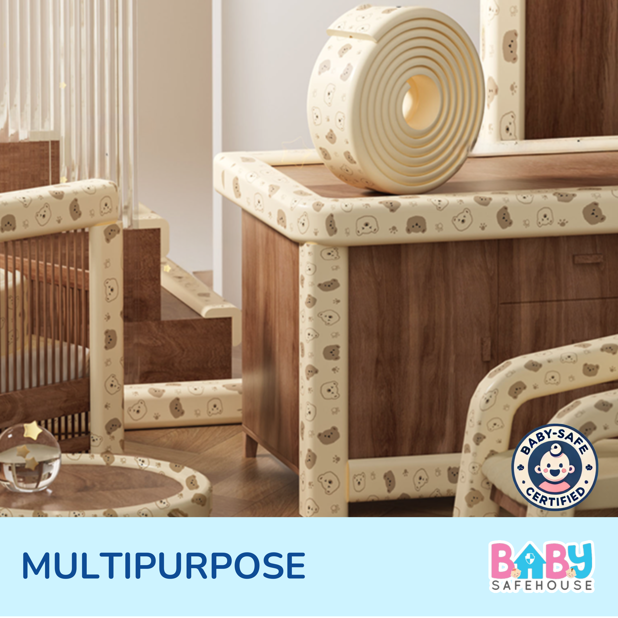 Multifunction Baby Safety Edge Guard - Bear Print / Number print