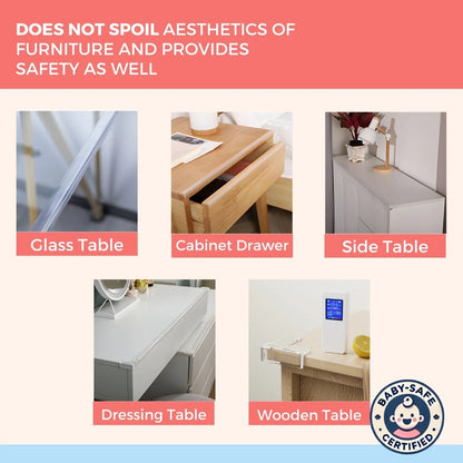 BabySafeHouse Clear Edge & Corner Guards for Glass Furniture Protection – Transparent, Soft Silicone & Pre-Taped for Easy Installation
