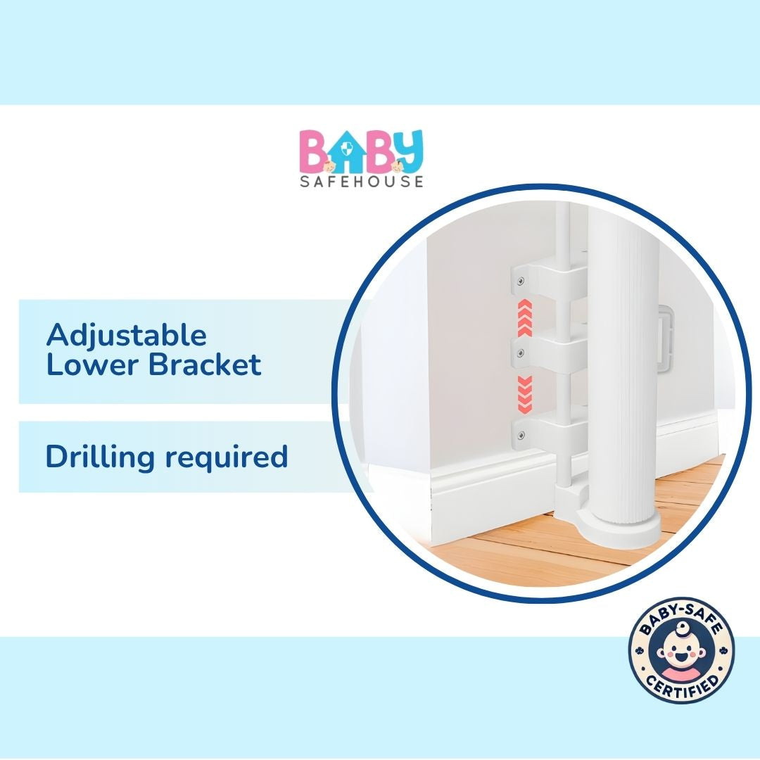 Baby Safety Gates | Retractable Safety Gate for Pet & Baby Protection (Drilling Required)