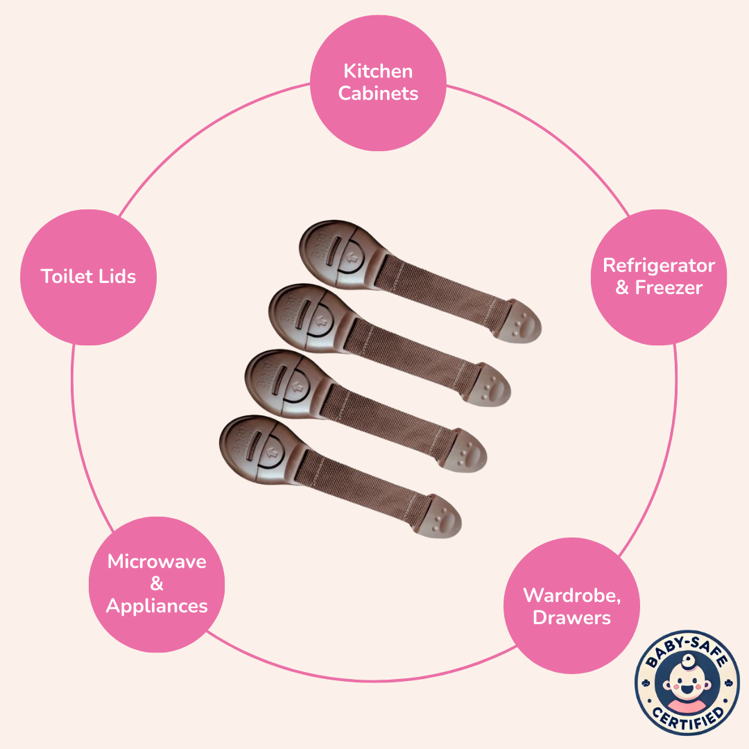 Brown Multifunction Baby Safety Cabinet Lock - Pack of 10