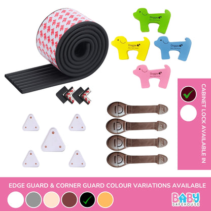 All-in-One Baby Proofing Kit – Edge & Corner Guards + Socket Covers + Door Guards + Cabinet Locks