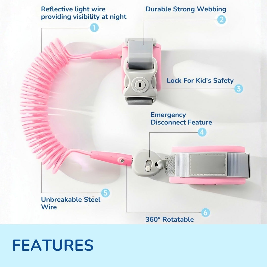 Anti-Lost Safety Wrist Link for Child Protection (Green Color / Pink Color)