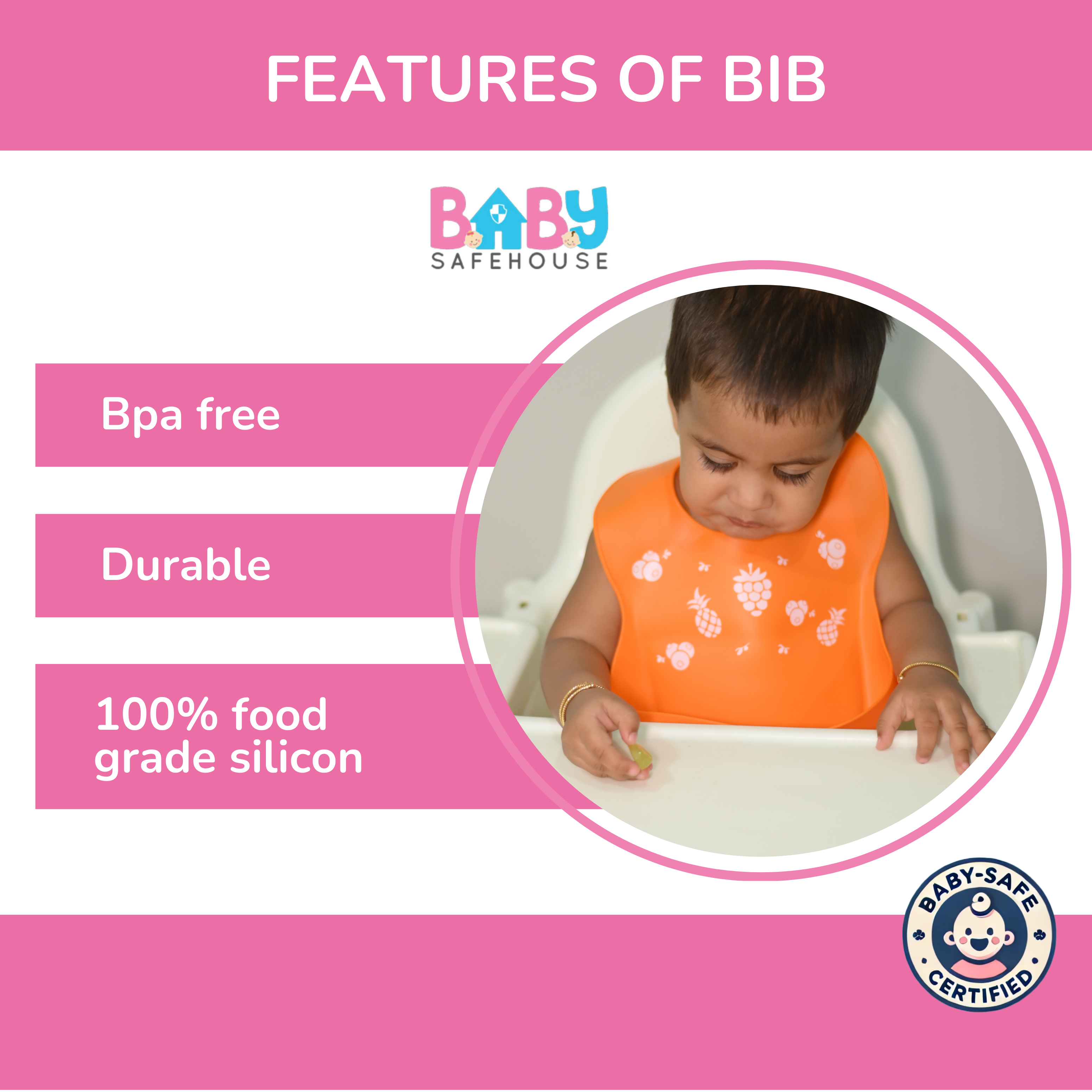 Waterproof Silicon Feeding Bib For Infants & Toddlers